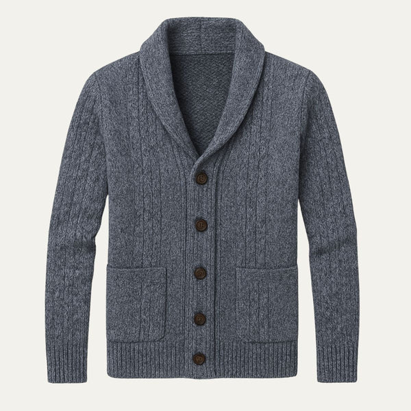 Men’s Shawl Collar Cable Knit Cardigan-Cardigan for men-CaldwellVoss