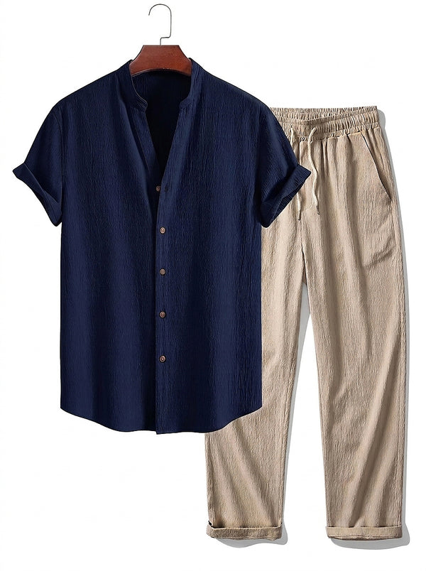 Men’s Short Sleeve Shirt and Trousers Set-Sets for Men-CaldwellVoss