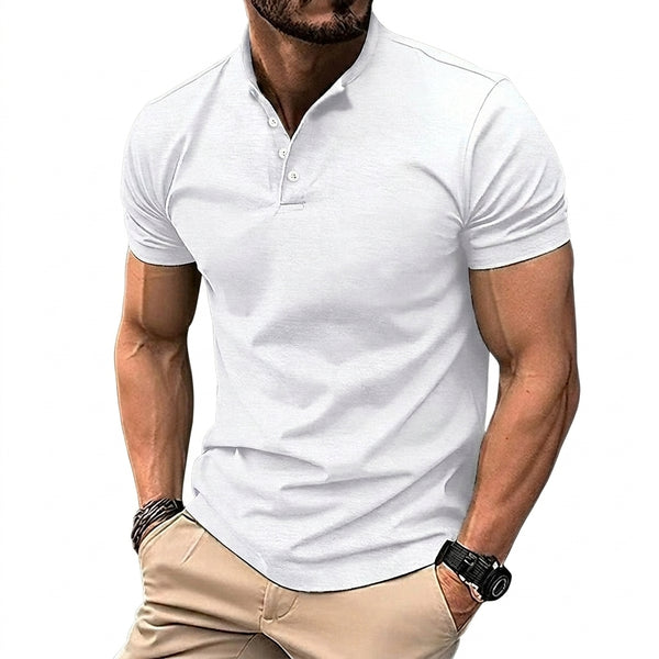 Men's Short-Sleeved Stand Collar Shirt with Button Placket-Shirts for men-CaldwellVoss