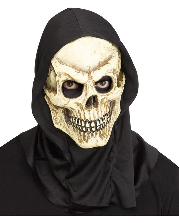 Men’s Skeleton Skull Mask with Hood Beige Brown Black Men's Halloween Skull Mask With Hood
