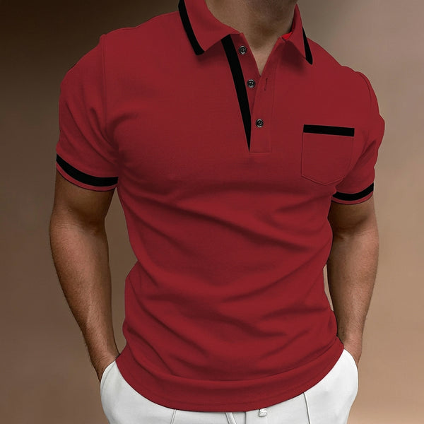 Men’s Slim Fit Polo Shirt with Contrast Trim-T-Shirts & Polos for men-CaldwellVoss
