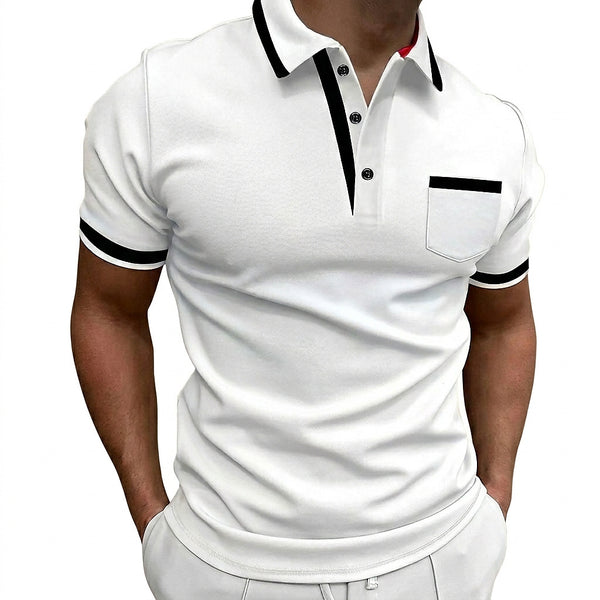 Men’s Slim Fit Polo Shirt with Contrast Trim-T-Shirts & Polos for men-CaldwellVoss
