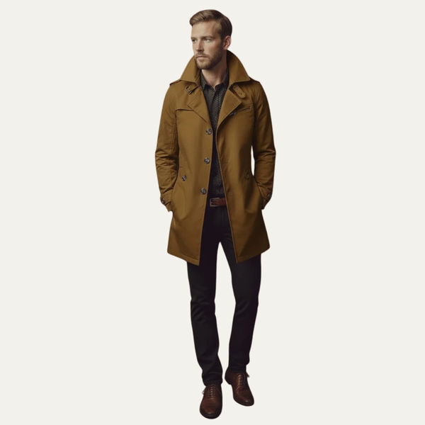 Men’s Slim Fit Trench Coat with Notched Collar-Coats for men-CaldwellVoss