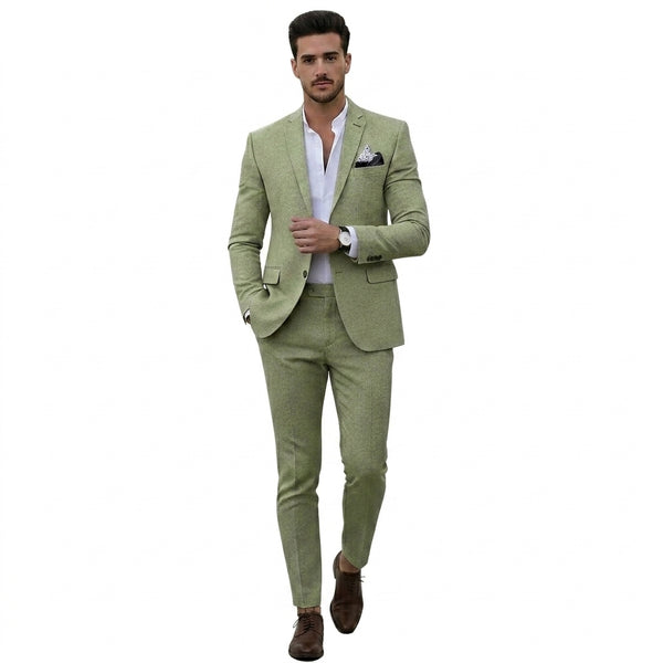 Men's Slim Fit Two-Piece Suit with Notched Lapels and Flap Pockets-Sets for Men-CaldwellVoss