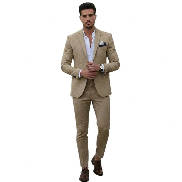 Men's Slim Fit Two-Piece Suit with Notched Lapels and Flap Pockets-Sets for Men-CaldwellVoss
