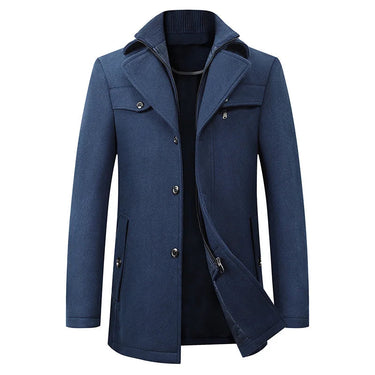 Men’s Stand Collar Overcoat with Zip and Button Closure-Coats for men-CaldwellVoss