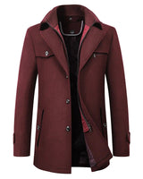Men’s Stand Collar Overcoat with Zip and Button Closure-Coats for men-CaldwellVoss