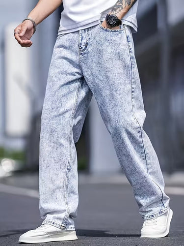 Men's Straight-Leg Pants with Faded Finish