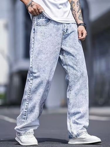 Men's Straight-Leg Pants with Faded Finish