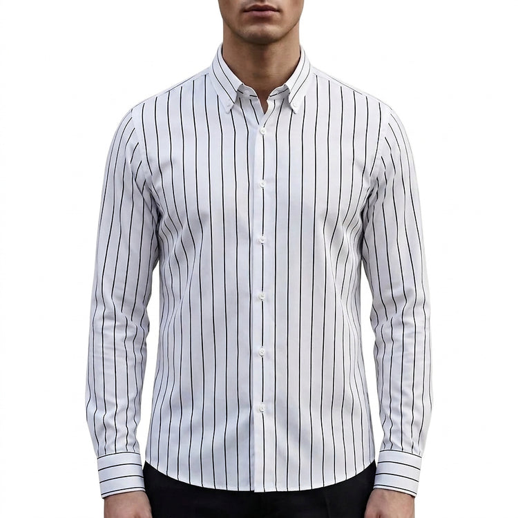 Men’s Striped Button-Up Shirt-Shirts for men-CaldwellVoss