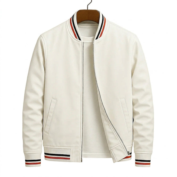 Men’s Striped Trim Bomber Jacket-Jackets for men-CaldwellVoss