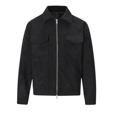 Men’s Suede Texture Zip-Up Jacket-Jackets for men-CaldwellVoss