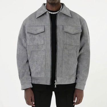 Men’s Suede Texture Zip-Up Jacket-Jackets for men-CaldwellVoss