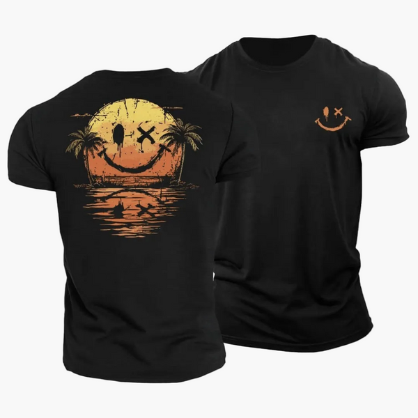 Men's T-Shirt with Smiley and Palm Trees-T-Shirts & Polos for men-CaldwellVoss