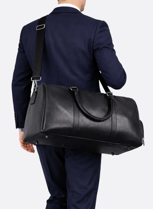 Men’s Textured Duffel Bag with Top Handles-unisex bags-CaldwellVoss
