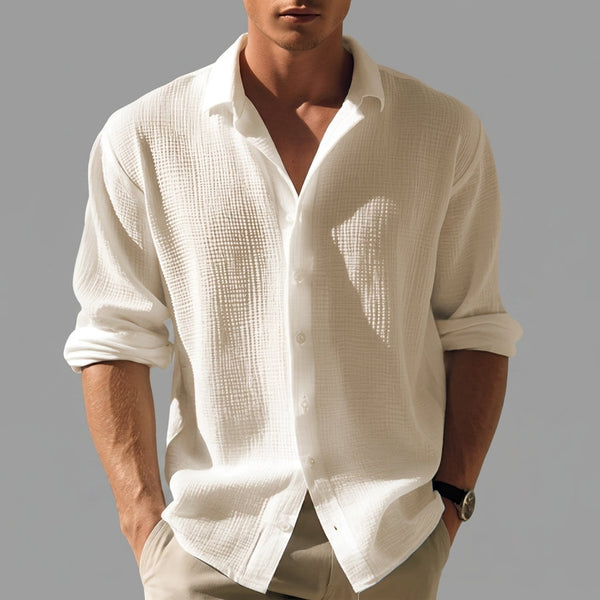 Men's Textured Long Sleeve Button Shirt-Shirts for men-CaldwellVoss