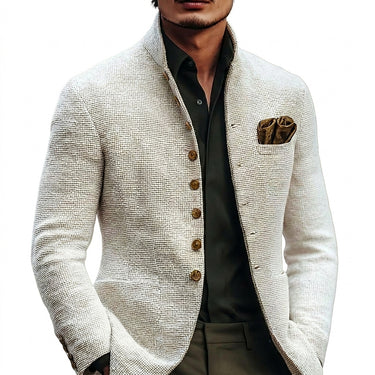 Men’s Textured Mandarin Collar blazer-Blazer for men-CaldwellVoss
