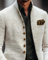 Men’s Textured Mandarin Collar blazer-Blazer for men-CaldwellVoss