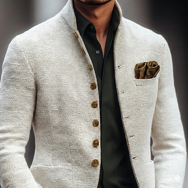 Men’s Textured Mandarin Collar blazer-Blazer for men-CaldwellVoss