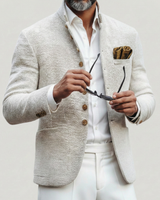 Men’s Textured Mandarin Collar Jacket-Cardigan for men-CaldwellVoss
