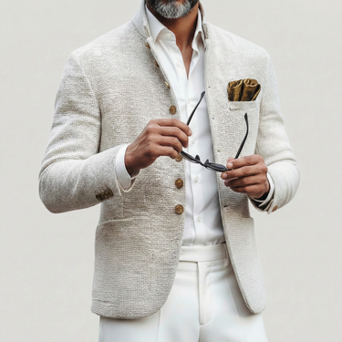Men’s Textured Mandarin Collar Jacket-Cardigan for men-CaldwellVoss
