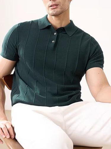Men's Textured Short-Sleeve Polo Shirt