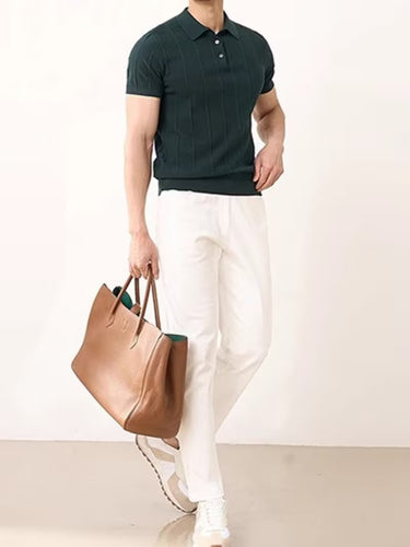 Men's Textured Short-Sleeve Polo Shirt