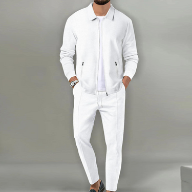 Men’s Textured Zip-Up Jacket and Trousers Matching Set-Sets for Men-CaldwellVoss