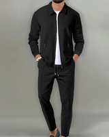 Men’s Textured Zip-Up Jacket and Trousers Matching Set-Sets for Men-CaldwellVoss