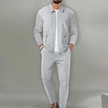 Men’s Textured Zip-Up Jacket and Trousers Matching Set-Sets for Men-CaldwellVoss