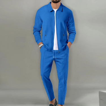 Men’s Textured Zip-Up Jacket and Trousers Matching Set-Sets for Men-CaldwellVoss