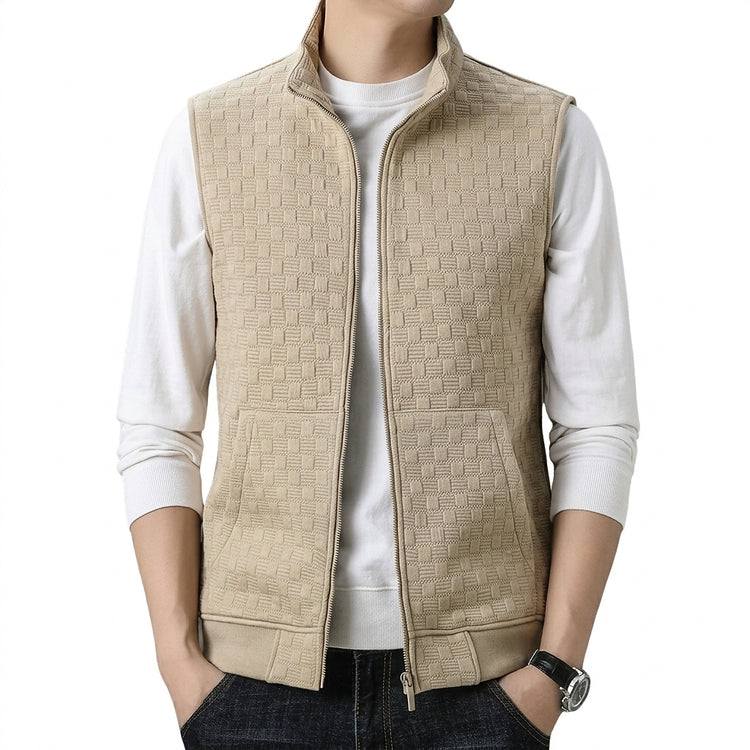 Men’s Textured Zip-Up Sleeveless Vest-Vest for men-CaldwellVoss