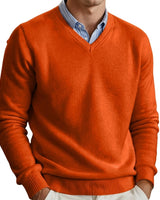 Men’s V-Neck Long Sleeve Knit Sweater-Sweaters for men-CaldwellVoss