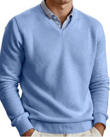 Men’s V-Neck Long Sleeve Knit Sweater-Sweaters for men-CaldwellVoss