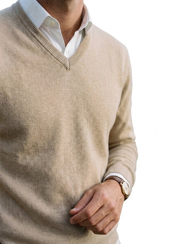 Men’s V-Neck Long Sleeve Knit Sweater-Sweaters for men-CaldwellVoss