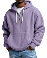 Men’s Waffle Knit Quarter Zip Hoodie-Sweaters for men-CaldwellVoss