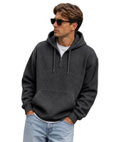Men’s Waffle Knit Quarter Zip Hoodie-Sweaters for men-CaldwellVoss