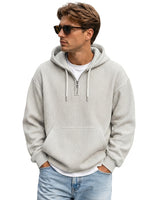 Men’s Waffle Knit Quarter Zip Hoodie-Sweaters for men-CaldwellVoss