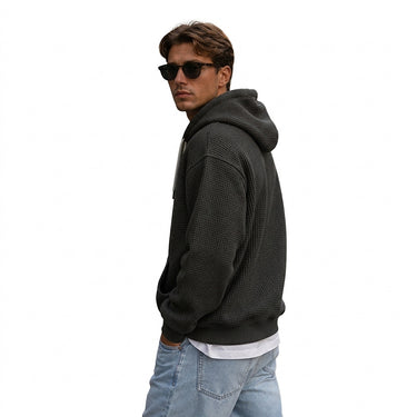 Men’s Waffle Knit Quarter Zip Hoodie-Sweaters for men-CaldwellVoss