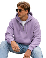 Men’s Waffle Knit Quarter Zip Hoodie-Sweaters for men-CaldwellVoss