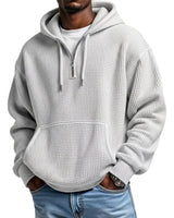 Men’s Waffle Knit Quarter Zip Hoodie-Sweaters for men-CaldwellVoss