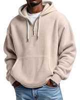 Men’s Waffle Knit Quarter Zip Hoodie-Sweaters for men-CaldwellVoss
