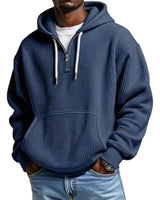 Men’s Waffle Knit Quarter Zip Hoodie-Sweaters for men-CaldwellVoss