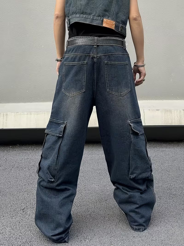 Men's Wide-Leg Cargo Pants with Flap Pockets-Pants for Men-CaldwellVoss
