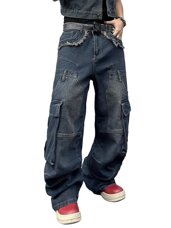Men's Wide-Leg Cargo Pants with Flap Pockets-Pants for Men-CaldwellVoss
