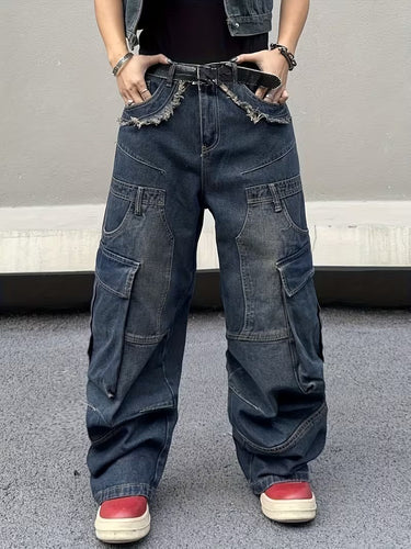 Men's Wide-Leg Cargo Pants with Flap Pockets