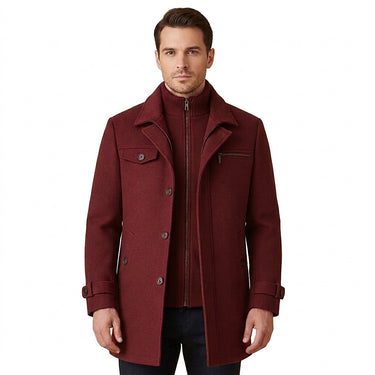 Men’s Wool Blend Overcoat with Inner Zip Layer-Jackets for men-CaldwellVoss