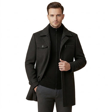Men’s Wool Blend Overcoat with Inner Zip Layer-Jackets for men-CaldwellVoss