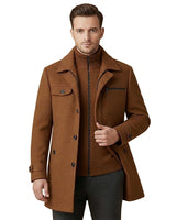 Men’s Wool Blend Overcoat with Inner Zip Layer-Jackets for men-CaldwellVoss