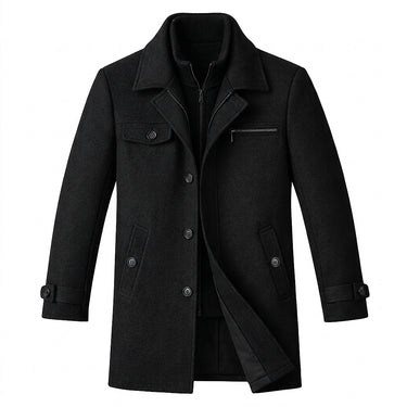 Men’s Wool Blend Overcoat with Inner Zip Layer-Jackets for men-CaldwellVoss
